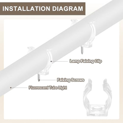 MECCANIXITY T5 U Clips Holder Bracket Fluorescent Tube Light Fixture Plastic Pipe Clamps with Screws for LED Bulbs Ceiling Lamp, Clear, Pack of 12 - size: T5