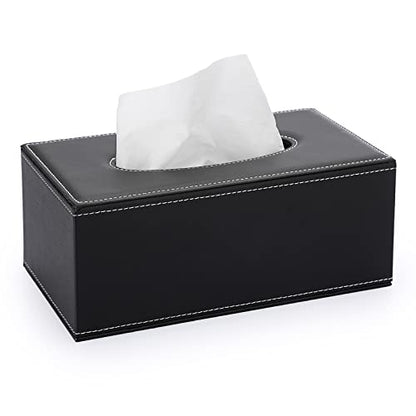 Sumnacon Tissue Box Cover Rectangle,Magnetic Bottom,PU Tissue Box Holder,M - color: Black, size: Medium