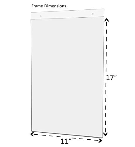 10 Pack Wall Sign Holder 11" x 17" Ad Frame with Mounting Holes Portrait Graphic Display Frame Clear Acrylic Sleeve by Marketing Holders - size: 11"w x 17"h