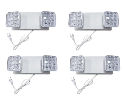TANLUX LED Emergency Lights with Battery Backup, Commercial Emergency Light Fixtures for Business Home Power Failure Emergency Exit Sign Lighting with 1.0 Meter Plug in Cord AC120V(White, 4 Pack) - color: White, size: 4 Pack
