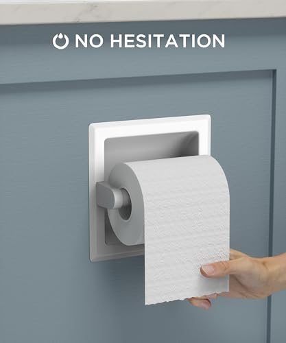 FORIOUS Recessed Toilet Paper Holder for Mega Rolls, White - color: White