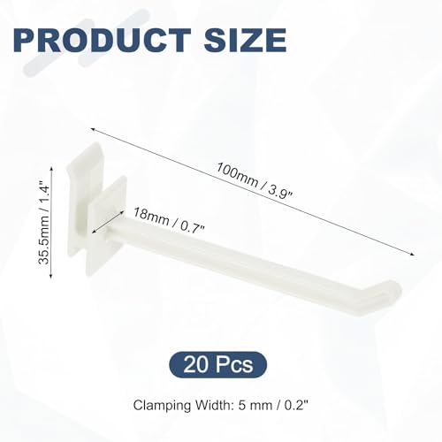 uxcell 20pcs Slat Wall Panel Hooks 3.5" Plastic Slat Wall Accessories Hooks - size: 3.5 Inch