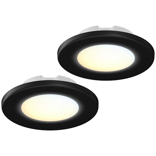 4 Inch LED Mini Surface Mount Light, Recessed Trim, Small Flush Mount Ceiling Light for Hallway, Bathroom, Kitchen, 120V, 60W Replacement, 5CCT Selectable, ETL, Wet Rated, Black/2 Packs - color: Black, size: 2 Packs