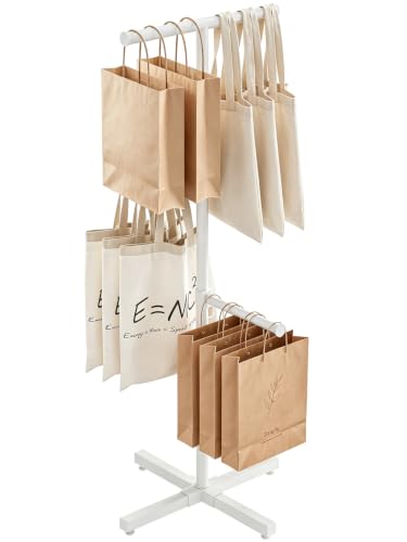 Shopping Bag Rack, 50–57" Adjustable Height White Bag Rack Stand - color: White