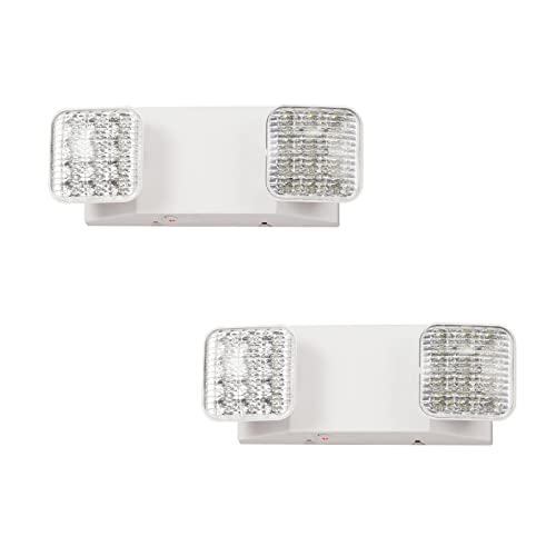 TANLUX LED Emergency Lights with Battery Backup, Two Head Adjustable Commercial Emergency Lights, UL Listed, AC 120/277V, Hardwired Exit Light Fixtures - 2 Pack (White) - color: White, size: 2 Pack