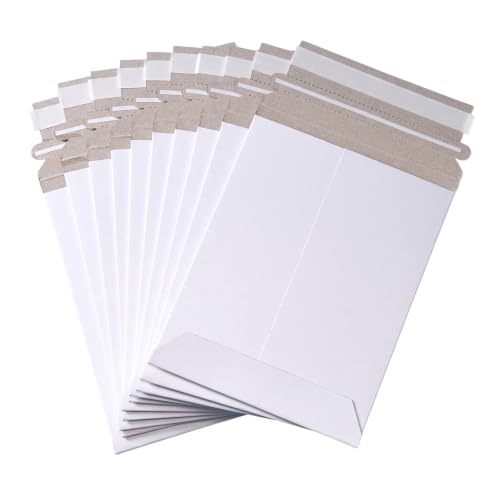 Progo 25 Pack 6x8 400 GSM Rigid Mailers, Stay Flat Cardboard Mailing Envelopes for Photos, Documents, Prints & Cards, White Self Seal Photo Mailers