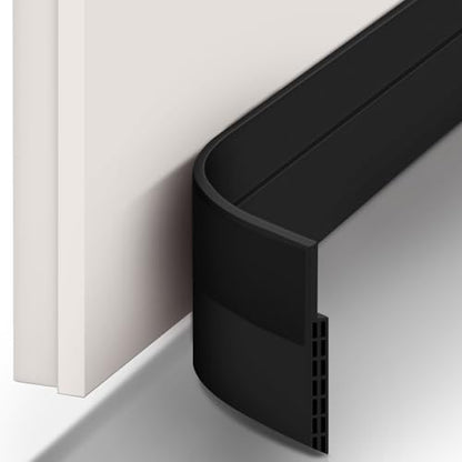 Ohuhu Wide 3.4" Door Draft Stopper, 1.4" Adhesive Weather Stripping Seal - color: Black, size: 39"L x 3.4"W
