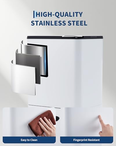 Garvee Dual Trash Can for Kitchen, 2 Compartment (33L + 28L) Garbage Can - color: White, size: 33L+28L