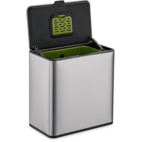 Simpli-Magic Kitchen Compost Bin and Caddy, 5L / 1.32 Gal Stainless Steel with Removable Inner Bucket and Deodorizer Compartment, 2-in-1 Countertop Compost Bin with Lid, Kitchen Food Waste, 79705 - color: Brushed Silver