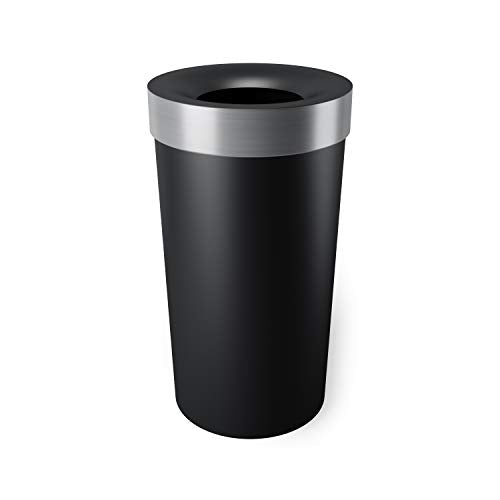 Umbra Vento Kitchen Trash Can, Open Top Bin, 16.5 Gallon, Black/Nickel - color: Black/Nickel