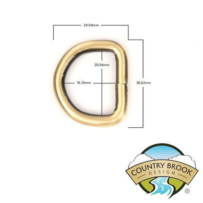 Country Brook Design - Welded D-Rings (3/4 Inch) - color: Brushed Brass, size: 10 (Pack of 1)