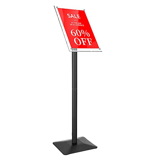 DISPLAYSWORKER Adjustable Heavy Duty Pedestal Sign holder floor Stand, acrylic sign stand poster stand , Standing Floor for 8.5 x 11 inch,Black (black, acrylic frame 8.5-x-11-inch) - color: black acrylic frame, size: 8.5-x-11-inch