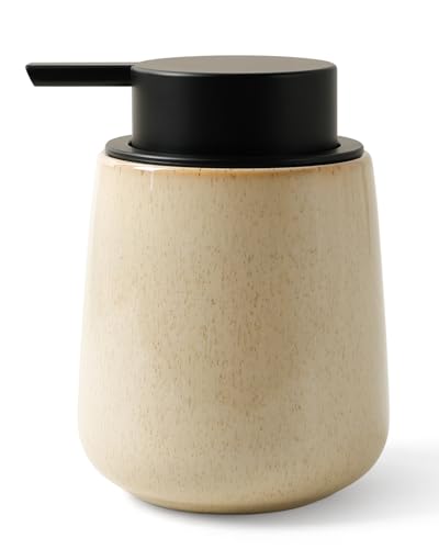 BosilunLife Ceramic Soap Dispenser - Dish Soap Dispenser for Bathroom 12Oz - color: Greige