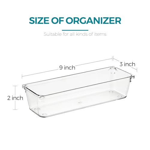 8 Pack Drawer Organizers, 3"X 9" Clear Acrylic Storage Bins - size: 3"X 9"