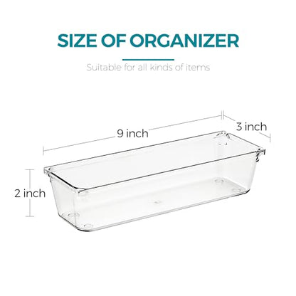 8 Pack Drawer Organizers, 3"X 9" Clear Acrylic Storage Bins - size: 3"X 9"