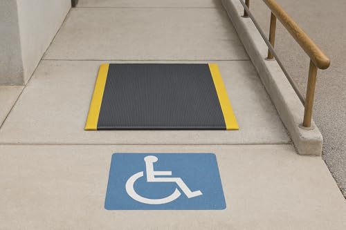 Guardian 24020302BY Air Step Anti-Fatigue Floor Mat, Vinyl, 2'x3', Black with Yellow Stripes, Reduces Fatigue and discomfort, Can be Easily Cut to fit Any Space