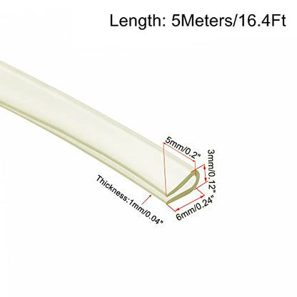 uxcell Trim Seal, PVC U-Seal Channel Edge Protector Sheet, Fits 1.5-2mm Edge 5Meters/16.4Ft Length, 0.24" Height Transparent - size: 16.4Ft x0.24"