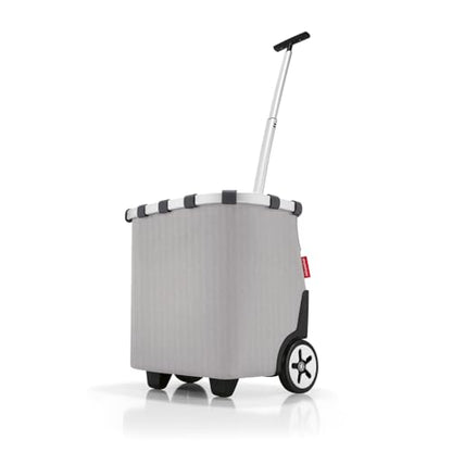 reisenthel carrycruiser herringbone grey - Portable shopping trolley with sturdy aluminum frame, shoulder strap and removable mesh inner bag -water-repellent - color: herringbone grey