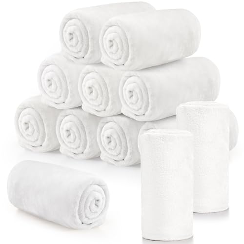 Tinideya Flannel Fleece Throw Blanket Bulk 50 x 60 Inch Soft Fleece Blanket Warm Throw Blankets Coral Blankets for Couch Sofa Home Wedding Gifts Season - color: Cream White