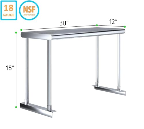 12x24 Single Overshelf for 24" Prep Table, NSF - size: 12"x24"