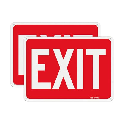 T&R Exit Sign - 2 Pack - 10 x 7 Inches Rust Free .040 Aluminum Reflective - UV Protected, Waterproof, Weatherproof and Fade Resistant - 4 Pre-drilled Holes - color: Red - 10" x 7" - 2 pack