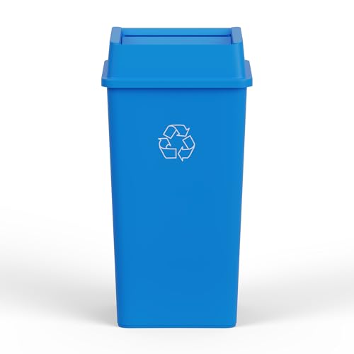 50 Gallon Blue Square Commercial Trash Garbage Can with Lid | Outdoor Office Restaurant School Kitchen - color: Blue, size: 50 Gallon, style: Trash Can with Lid
