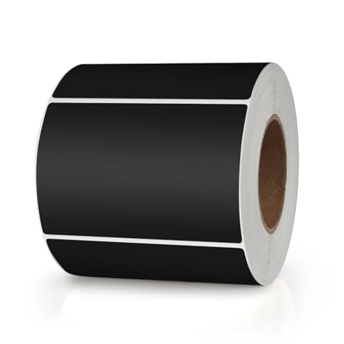 Black Rectangle Labels 3" x 2" Color Coding Stickers Roll 500 Pcs - color: Black