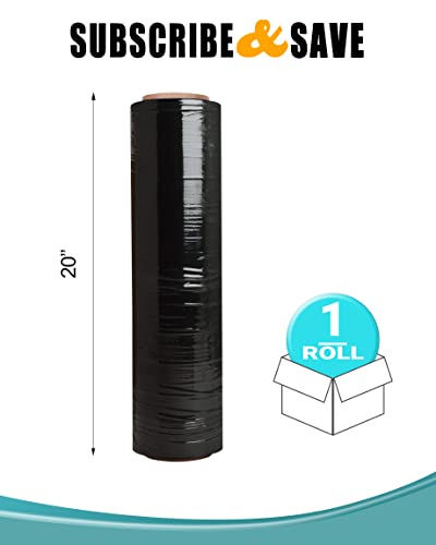 APQ Blown Machine Stretch Film 20" x 5000'. Black Machine Stretch Wrap, 80 Gauge. Tear Resistant Residue Free Film for Shipping, Wrapping. Industrial Grade Pallet Shrink Wrap Film for Irregular Loads - color: Black, size: 20" x 5000' / 80 gauge