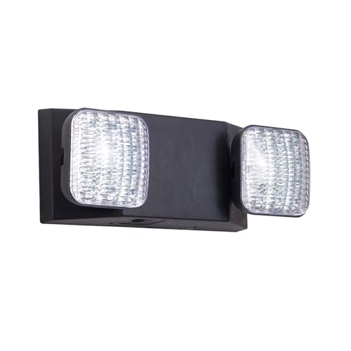 GZRUIYANG Emergency Lights with Battery Backup, LED Commercial Emergency Lighting Fixtures Two Head Adjustable, UL 924 Certified, Hardwired Emergency Exit Light for Business - 1 Pack(Black) - color: Black, size: 1 Pack