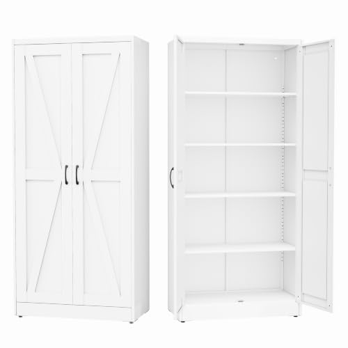 GAIOUS 71" Tall Kitchen Pantry Cabinet,White Cupboard,Metal Storage Cabinet - color: White, size: 15.7"D x 31.5"W x 71"H