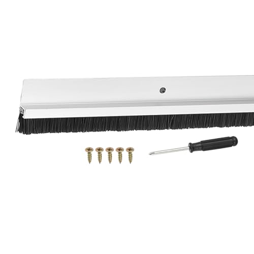 Door Sweep Aluminum Alloy Brush Sweeps, 0.4 Inch Black PP Brush 39"L x 1.4"W Fit for Gaps of Door Bottom - H-Shape Holder (Silver) - color: Silver, size: 0.4 Inch