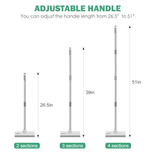 SetSail Floor Scrub Brush with 51-Inch Long Adjustable Handle 2 in 1 Scrape Brush Stiff Bristle Floor Scrubber for Cleaning Shower Bathroom Garage Kitchen Wall Deck Tub Tile - color: Grey White, size: 10in (Floor Brush)