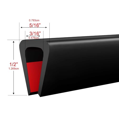 Silicone Edge Trim Self-Adhesive U Channel Silicone Edge Trim Edge Protector for Sheet Metal (Black, Fit 3/16" - L 20') - color: Black, size: Fit 3/16" - L 20'
