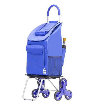dbest products Stair Climber Bigger Trolley Dolly, Blue Shopping Grocery Foldable Cart Condo Apartment - color: Blue