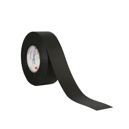 CATTONGUE GRIPS 2" x60' Grip Tape Roll, Non-Abrasive, Waterproof, Black - color: Black, size: 2" x 60'