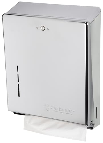San Jamar T1900XC C-Fold/Multifold Commercial Towel Dispenser, 500 Multifold / 300 C-Fold Towel Capacity, Chrome 14.8" x 11.4" x 4" - color: Chrome, style: C-Fold/Multifold