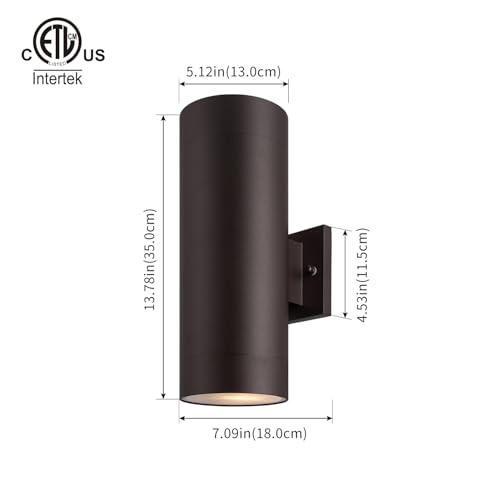 mirrea 14" Modern Outdoor Porch Light 2 Lights, Oil Rubbed Bronze, 2 Pack - color: Oil-Rubbed Bronze, size: 14-inch