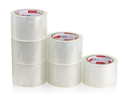 JIALAI HOME 3" Heavy Duty Packing Tape 6 Rolls, Total 360Y - 3 inch x 65 Yards, 2.4 mil Thick, Clear 3 Inch Wide Packaging Tape for Shipping, Mailing, Moving & Storage