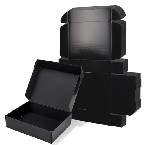 ZBEIVAN Shipping Boxes Mailers 12x9x3 inches Corrugated Cardboard Small Packing Kraft Moving Mailing Box, Pack of 20 - color: black, size: 12X9X3
