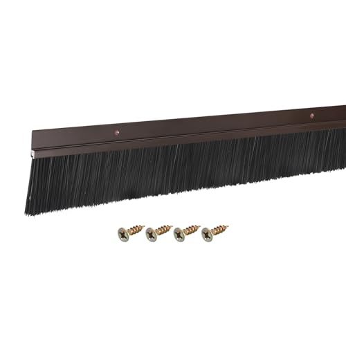 uxcell Door Brush Bottom Sweep H-Shape Aluminum Alloy Base with 2-inch PP Brush for Home, Industrial (35-inch L, Brown) - color: Brown, size: 35-inch x 2-inch