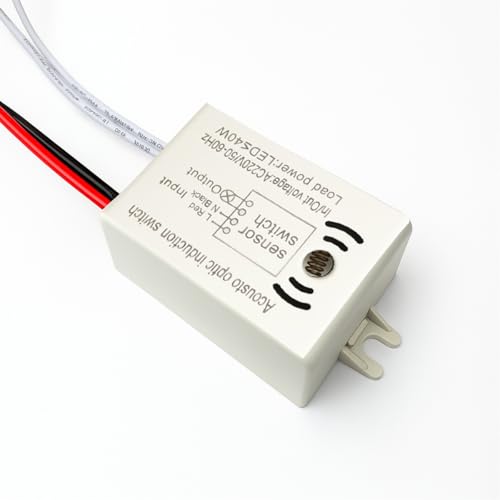 Gebildet 4Pcs LED Sound and Light Control Switch 220V 50Hz 40W 4-Wire High Sensitivity Voice Activated Induction Sensor Module, Wall Light Switches - color: White-E1675