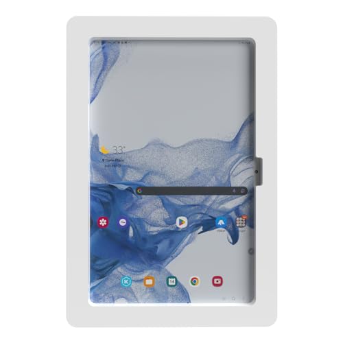 Anti-Theft Acrylic VESA Enclosure for Galaxy TAB S10 FE+ 13.1" with Free Wall Mount Kit & 90-Degree Angle Charge Cable (TAB S10 FE+ 13.1, White) - color: White, size: TAB S10 FE+ 13.1