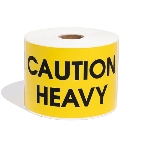 Aegis Adhesives - 3" X 5" Caution Heavy Stickers (1 Roll, 500/Roll) - color: Yellow (Caution Heavy)