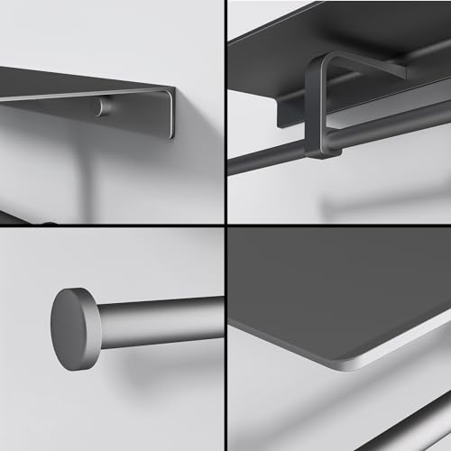 Danpoo Grey Toilet Paper Holder with Shelf, Double Roll Commercial Toilet Paper Dispenser - color: Grey