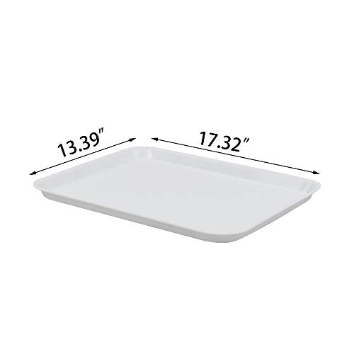 Plastic Fast Food Trays, Cafeteria Trays, 4 Pack Serving Trays (White) - color: White