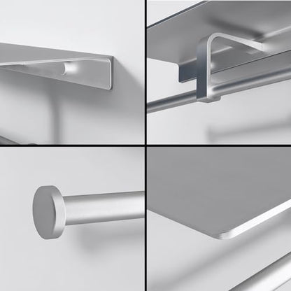 Danpoo Bathroom Toilet Paper Holder with Shelf, Wall Mount, Double Roll, Silver - color: Silver