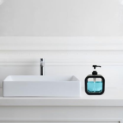Hand Soap Dispenser for Bathroom, Modern Dish Soap Dispenser for Kitchen Sink, Liquid Soap Container with Pump, Clear Plastic Soap Pump Bottles (2 Packs,17oz, Black) - color: Black 500ml