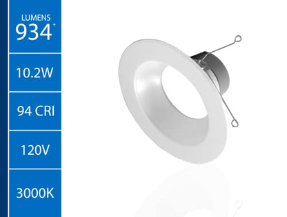 NICOR Lighting DLR566091203KWH DLR56(v6) 5/6-inch White 900 Lumen 3000K Recessed LED Downlight - color: White, style: 1 Pack