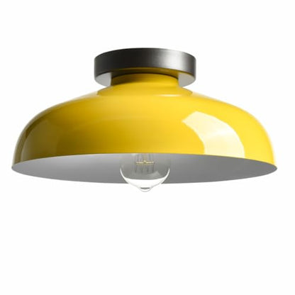 DIRYZON Industrial Yellow Semi Flush Mount Ceiling Light, 12-Inch - color: Yellow