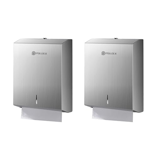 Pollock Paper Towel Dispenser Wall Mount 2PCS,SUS 304 Stainless Steel - color: Silver